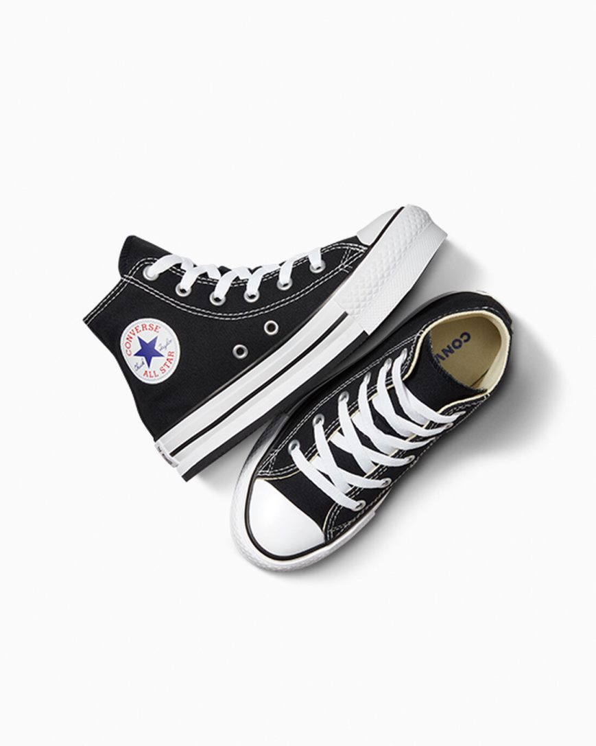 Zapatos Plataforma Converse Chuck Taylor All Star Lift Altas Niña Negras Blancas Negras | PE 7E58P0